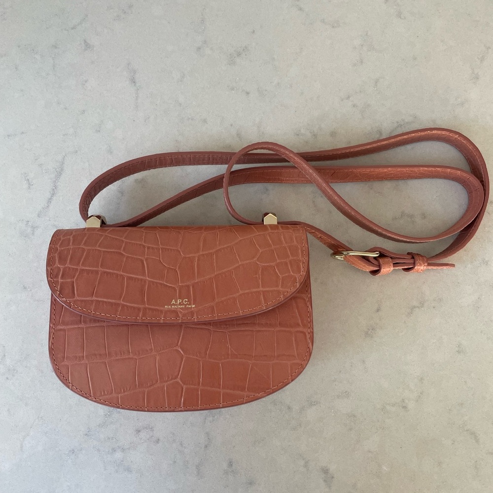 APC Mini Geneve Bag in Pink Croc Style Leather